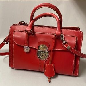 Dooney&Bourke Red Leather Alto Front Pocket Satchel & Strap, Key Sleeve, 2keys🇮🇹